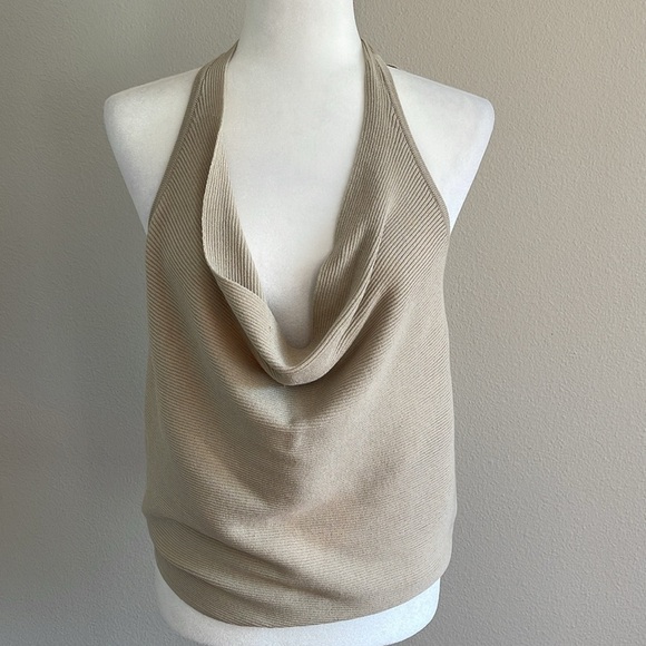 New Cream Halter Neck Top Size L - Picture 1 of 5